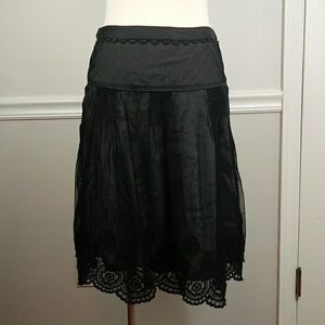 Litho Black sheer overlay crochet trim skirt